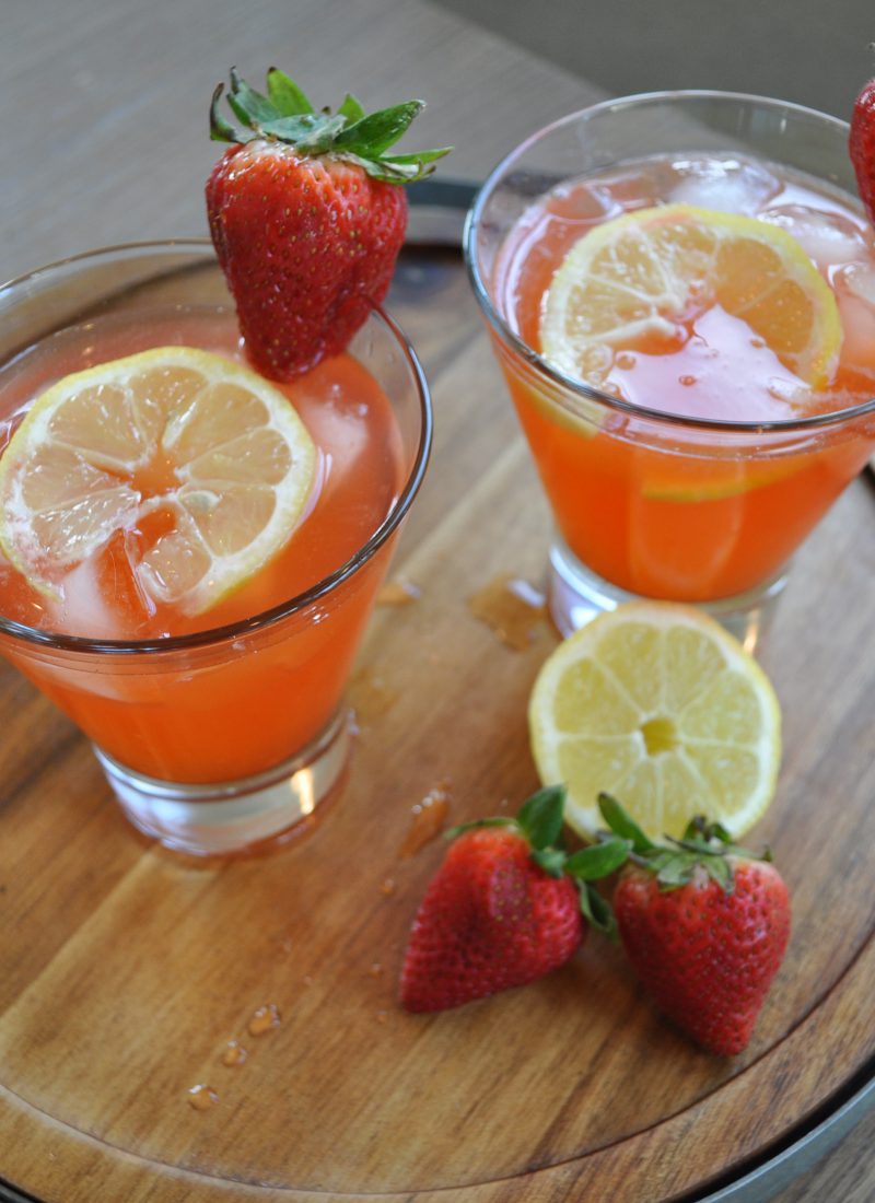 Spiked Strawberry Basil Honeysuckle Lemonade
