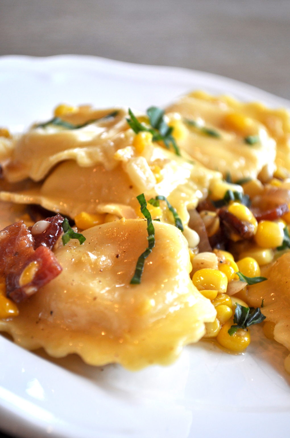 Lobster Ravioli with Bacon, Corn, Basil, and White Wine Butter – The ...