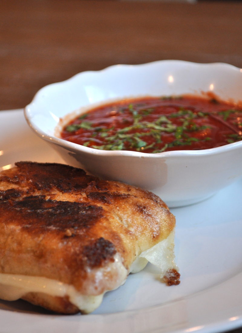 Quick Tomato Basil Soup With Grownup Grilled Cheese